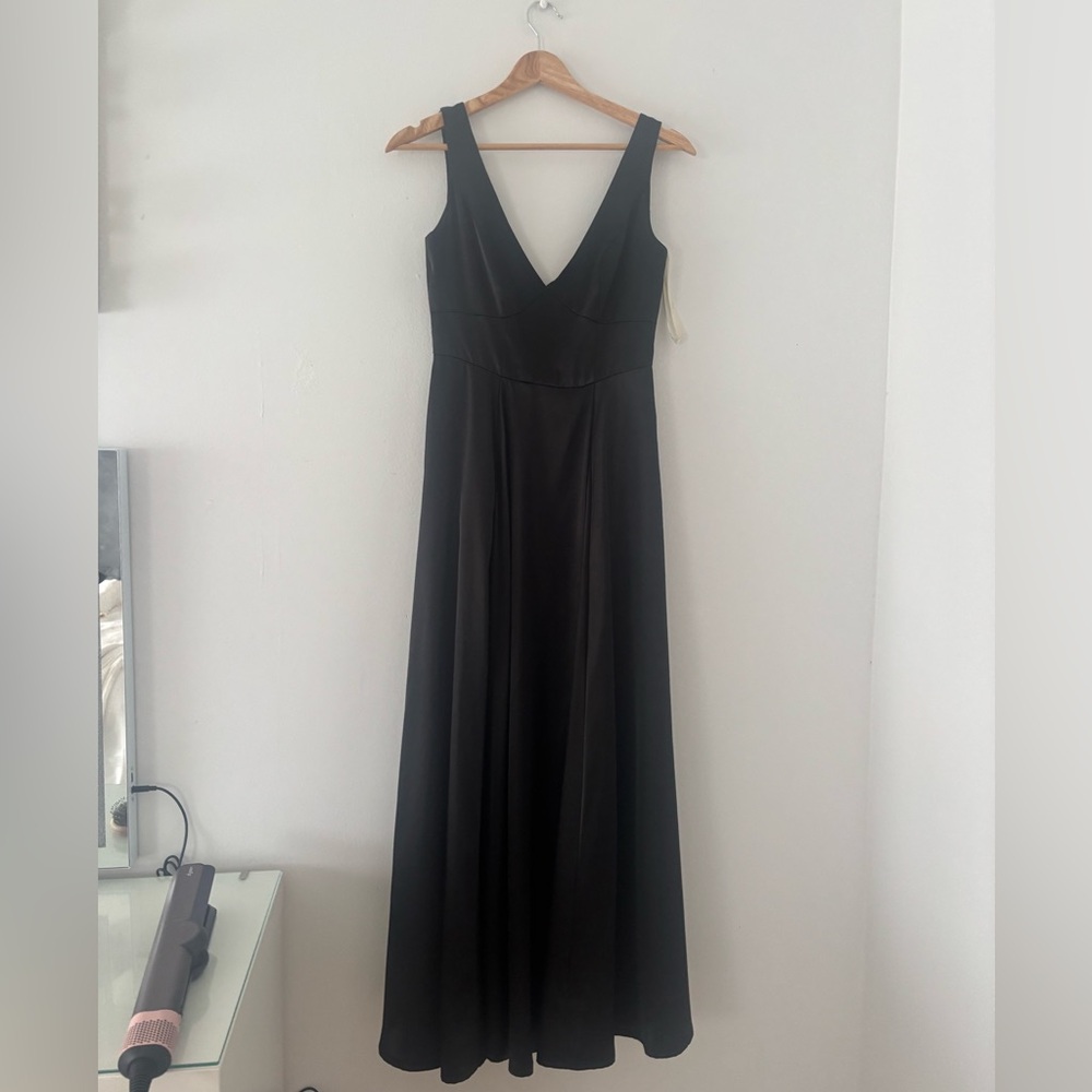 galina signature black satin gown